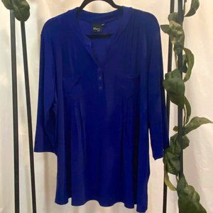Womens 3/4 Sleeve Royal Blue Henley